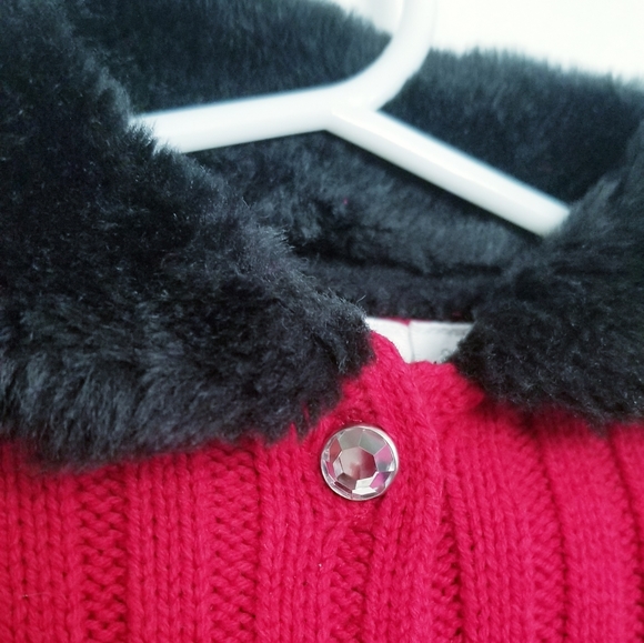 Koala Kids Baby Girl's Red Buttoned Cardigan Sweater Size 3-6 Mos - Picture 4 of 10